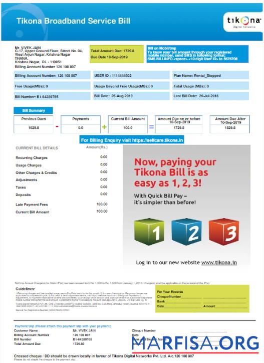 Realistic INDONESIA TIKONA utility bill Word and PDF template